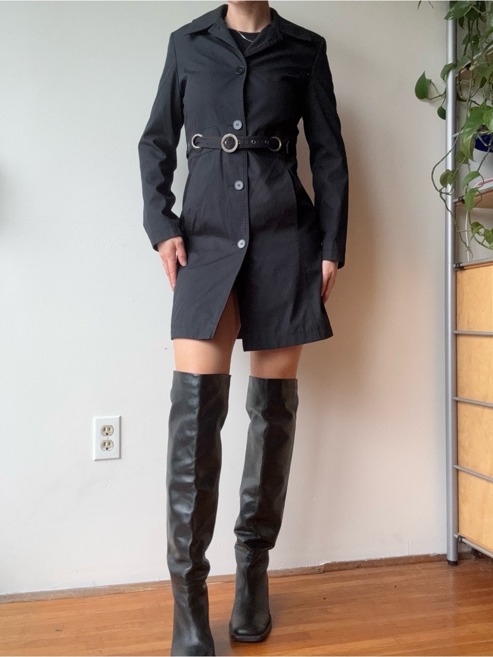 Mexx black belted trench coat